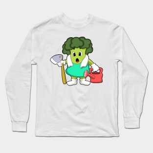 Broccoli as Farmer with Watering can Long Sleeve T-Shirt